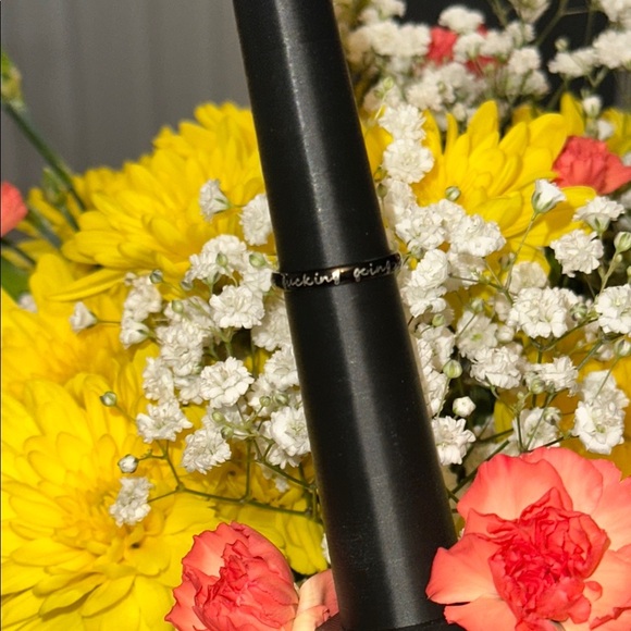 “Keep F'ing Going” Women's Ring Size 6 Black w/Gold Wording Mental Health NWOT - Picture 5 of 6